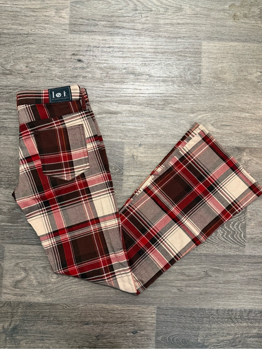 lei Y2K Red Plaid Flare Pants